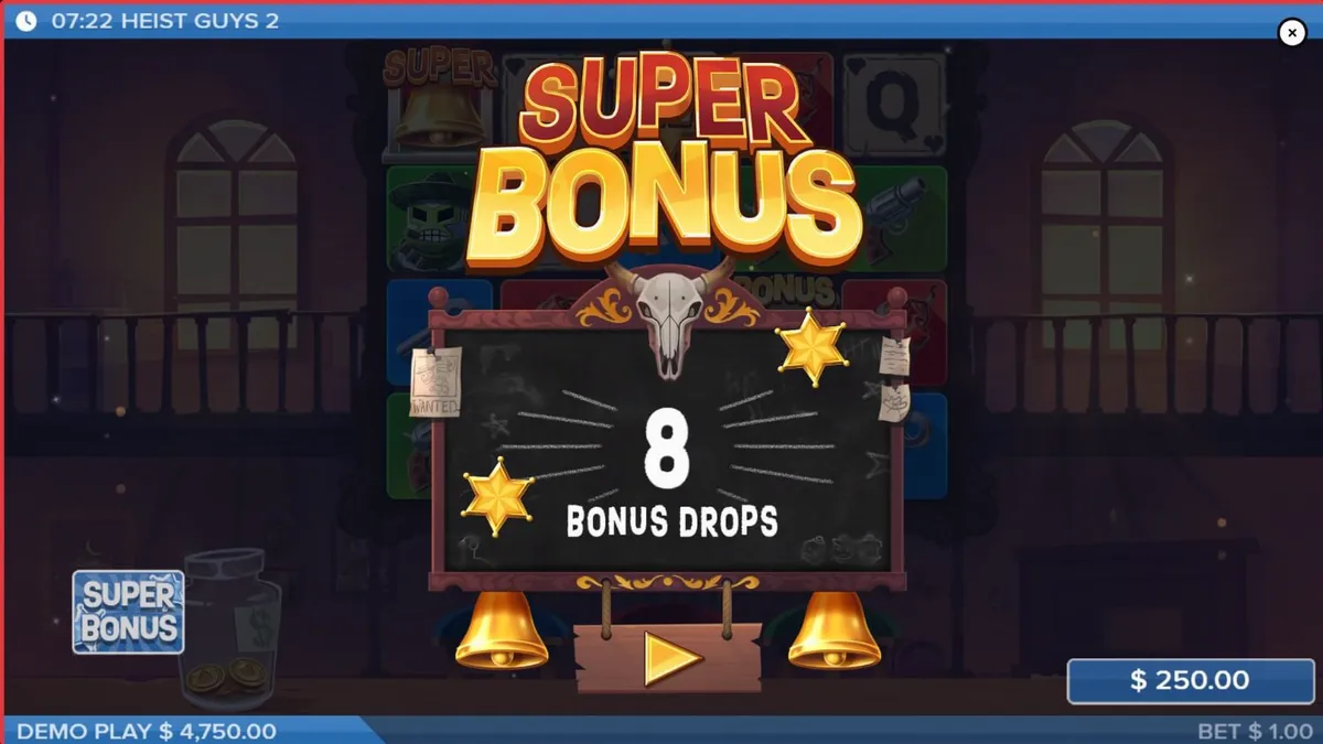 Tampilan visual slot Heist Guys 2 dengan tema Wild West dan karakter bandit